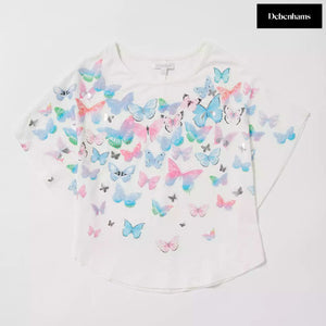 Bluezoo Girls' White Butterfly Print Cape Top