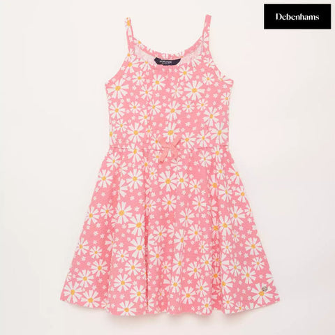 Maine New England Girls' Pink Daisy Print Jersey Dress