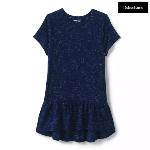 Lands' End Blue Rainbow Sprinkles Peplum Tunic Top