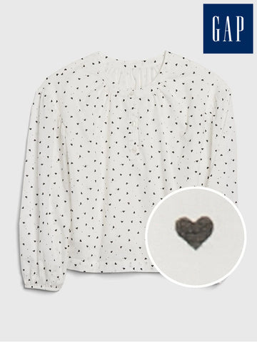 Kids Heart Print Henley Shirt