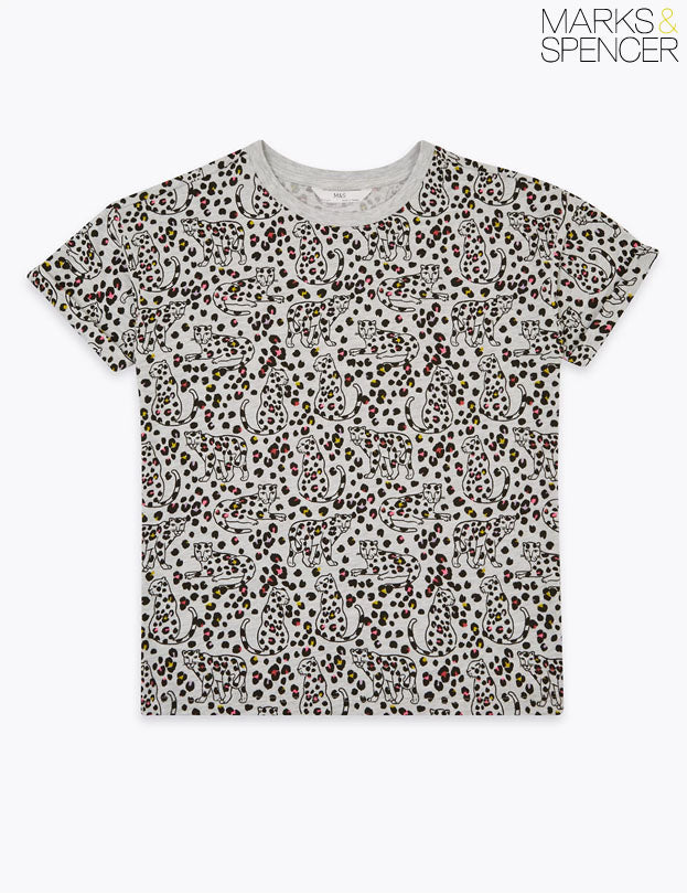 Cotton Rich Leopard Print T-Shirt