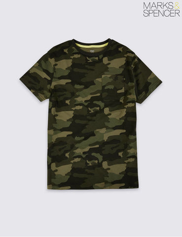 Pure Cotton Camo Print T-Shirt